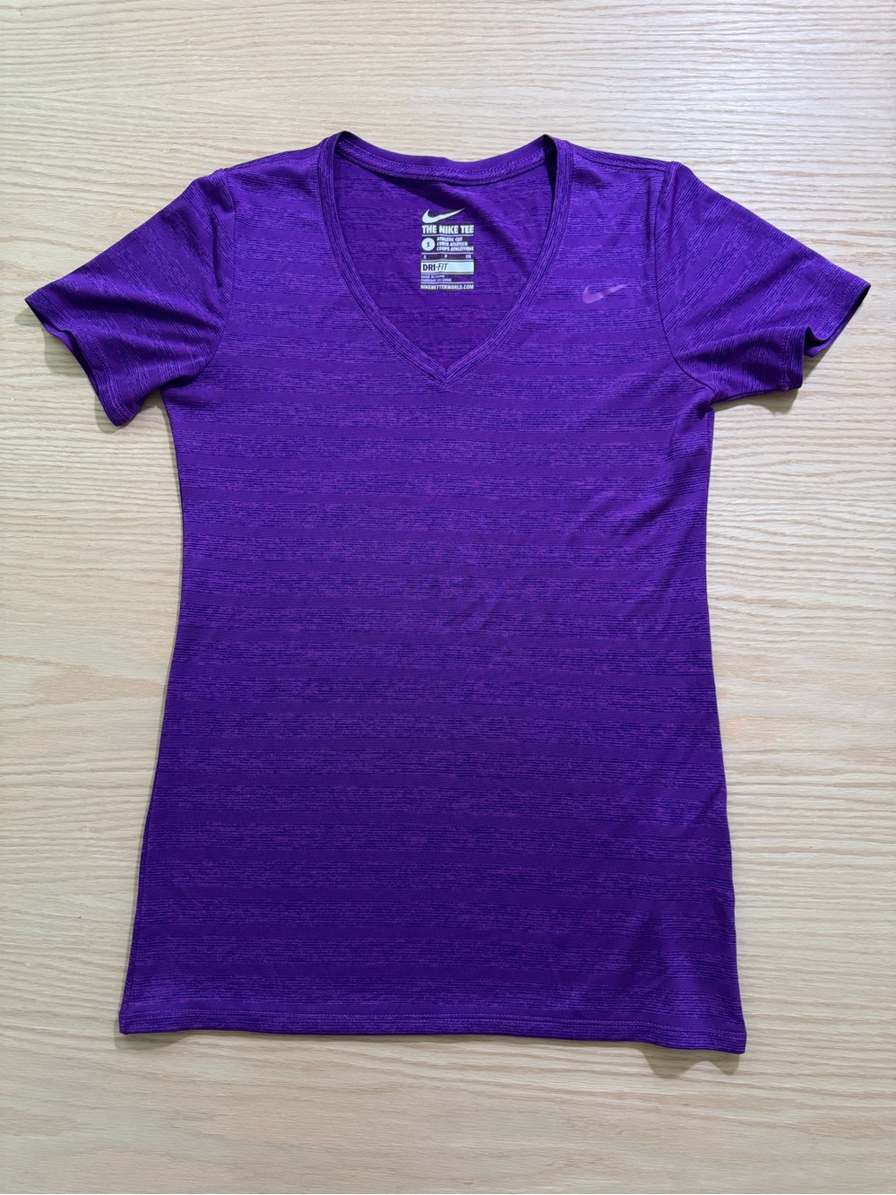 Nike Purple Heathered Dri-FIT V-Neck Short Sleeve Tee